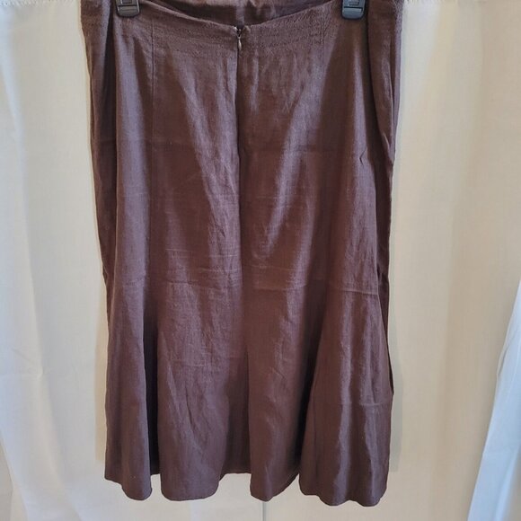LArry Levine Womens Skirt Size 10 Brown Linen Blend Prairie Neutral Y2K 17170 - Picture 3 of 12